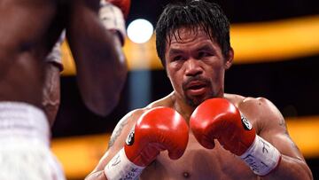 Manny Pacquiao durante su combate con Yordenis Ugas.