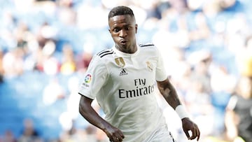 Vinicius Jr durante un encuentro liguero con el Real Madrid.