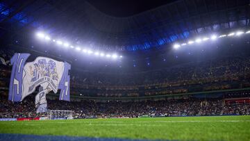 Tifo of Monterrey during the Quarter final first leg round match between Monterrey and Pumas UNAM as part of the Liga BBVA MX, Torneo Apertura 2024 at BBVA Bancomer Stadium on November 28, 2024 in Monterrey, Nuevo Leon, Mexico.