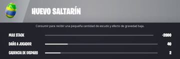 Los Huevos Saltrines nos permiten recuperar escudo y nos dan efecto de gravedad baja