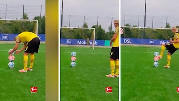 ¿Real o truco? El video de Haaland con 3 balones que paralizó a las redes