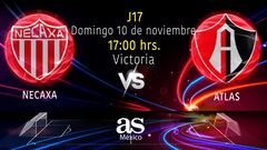 Necaxa vs Atlas en vivo: Liga MX Apertura 2024: Jornada 17 hoy | en directo