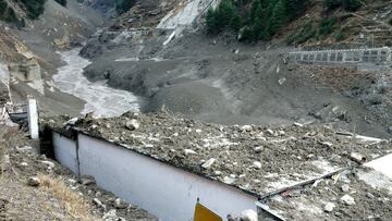 A view shows damage after a Himalayan glacier broke and crashed into a dam at Raini Chak Lata village in Chamoli district, northern state of Uttarakhand, India, February 7, 2021. REUTERS/Stringer NO ARCHIVES. NO RESALES.