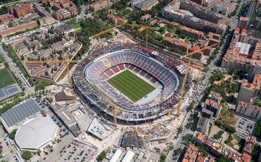 Vista aérea del avance de las obras del Spotify Camp Nou.