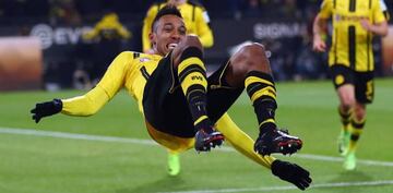 Aubameyang celebra un gol con el Dortmund.