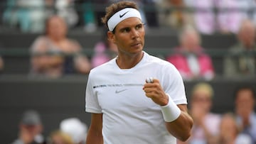 Rafa Nadal durante un partido en Wimbledon 2017.