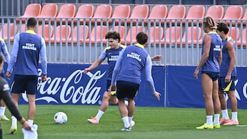 Julián Alvarez, en el entrenamiento del Atlético en Majadahonda.