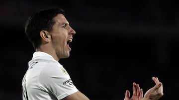 River Plate's midfielder Ignacio Fernandez celebrates after scoring against Platense during the Argentine Professional Football League Tournament 2023 match at El Monumental stadium, in Buenos Aires, on May 21, 2023. (Photo by ALEJANDRO PAGNI / AFP)