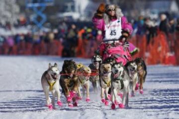 Después del acto ceremonial, ayer comenzó la primera etapa de la carrera de trineos con perros en Willow, Alaska. El viaje será de un total de 1.609 kilómetros.