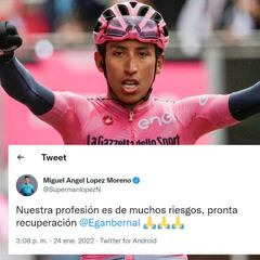 Supermán, Rigo, Movistar, Quick Step... los mensajes a Egan Bernal