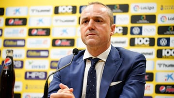 Luis Helguera, el 5 de marzo de 2020, cuando fue presentado como nuevo director deportivo de Las Palmas.