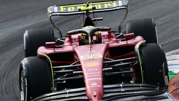 Ferrari's Spanish driver Carlos Sainz Jr steers his car during the first practice session ahead of the Italian Formula One Grand Prix at the Autodromo Nazionale circuit in Monza on September 9, 2022. (Photo by Miguel MEDINA / AFP) (Photo by MIGUEL MEDINA/AFP via Getty Images)