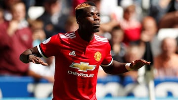 Football Soccer - Premier League - Swansea City vs Manchester United - Swansea, Britain - August 19, 2017 Manchester United's Paul Pogba celebrates scoring their third goal Action Images via Reuters/Andrew Boyers EDITORIAL USE ONLY. No use w