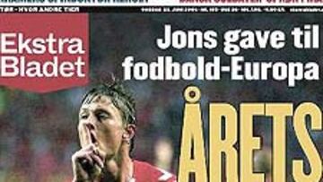 El diaro danés <i>Ekstra Bladet</i> refleja en toda su portada el empate a dos entre Suecia y Dinamarca.