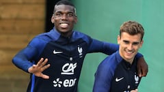 Pogba y Griezmann, en una concentraci&oacute;n de la selecci&oacute;n francesa.