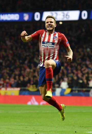 Saúl Ñíguez celebrando el gol 1-0 para el Atlético de Madrid 