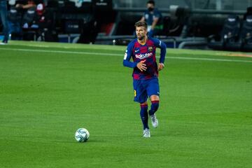 Gerard Pique of FC Barcelona in action during the spanish league, LaLiga, football match played between FC Barcelona and Atletico de Madrid at Camp Nou Stadium on June 30, 2020 in Barcelona, Spain. 30/06/2020 ONLY FOR USE IN SPAIN