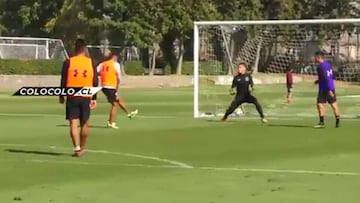 El notable amague de Pinares en el entrenamiento del Cacique
