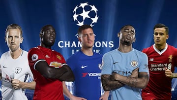 Los cinco equipos ingleses de la Champions. 