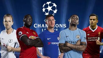 Los cinco equipos ingleses de la Champions. 