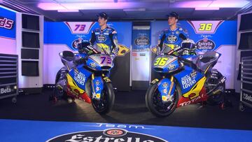 &Aacute;lex M&aacute;rquez y Joan Mir durante la presentaci&oacute;n del equipo Estrella Galicia 0,0 de Moto2.