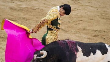 FILE - In this May 16, 2011 file photo, Spanish bullfighter Victor Barrio performs during a bullfight of the San Isidro's fair at the Las Ventas Bullring in Madrid. The matador has been fatally gored in Spain during a bullfight in an eastern town — the first professional bullfighter to be killed in the ring in more than three decades. The 29-year-old Barrio was pronounced dead late Saturday, July 9, 2016, by a surgeon at the Teruel bullring. (AP Photo/Daniel Ochoa de Olza, File)