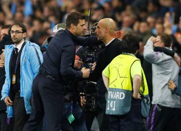 Manchester City manager Pep Guardiola and Tottenham manager Mauricio Pochettino.