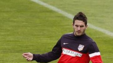 Koke durante el entrenamiento del Atlético de Madrid.