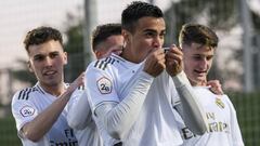 Reinier celebra un gol con el Castilla.