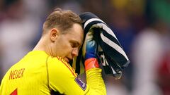 FILE PHOTO: Soccer Football - FIFA World Cup Qatar 2022 - Group E - Costa Rica v Germany - Al Bayt Stadium, Al Khor, Qatar - December 1, 2022 Germany's Manuel Neuer looks dejected after the match as Germany are eliminated from the World Cup REUTERS/Kai Pfaffenbach/File Photo