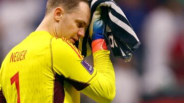 FILE PHOTO: Soccer Football - FIFA World Cup Qatar 2022 - Group E - Costa Rica v Germany - Al Bayt Stadium, Al Khor, Qatar - December 1, 2022 Germany's Manuel Neuer looks dejected after the match as Germany are eliminated from the World Cup REUTERS/Kai Pfaffenbach/File Photo