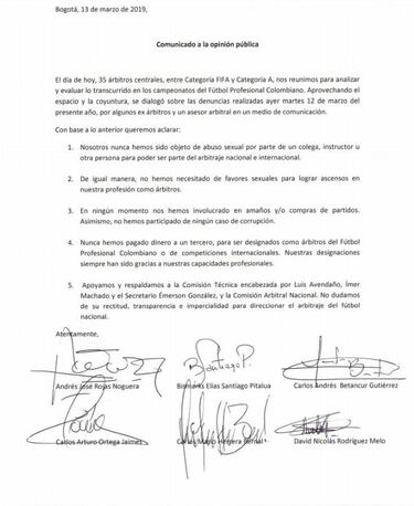 Árbitros rechazan acusaciones y apoyan a la comisión