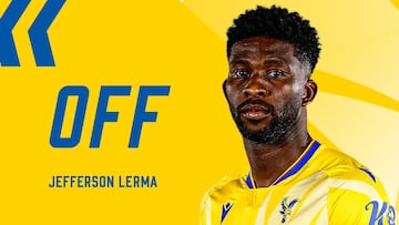 Jefferson Lerma sale lesionado en el partido ante Leicester