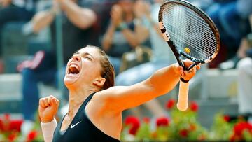 Sara Errani celebra una victoria durante el Masters de Roma de 2014.