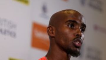 Mo Farah, durante la rueda de prensa de este s&aacute;bado en Birmingham, donde ma&ntilde;ana corre 1.500 metros en la Diamond League. 