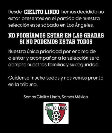 La Selección Mexicana afrontará su debut en Copa Oro sin el apoyo de sus grupos de animación
