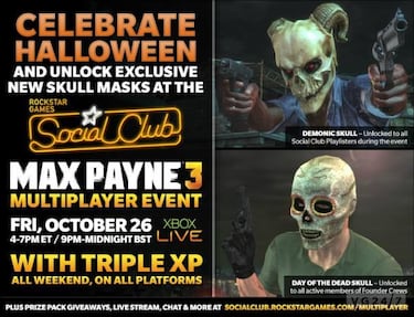 Triple puntuación y máscaras hoy en el online de Max Payne con motivo de Halloween
