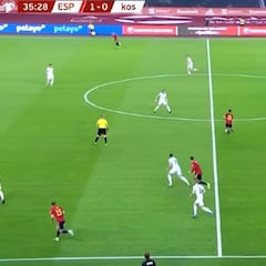 El gol de Ferran en la primera asistencia de Pedri con España
