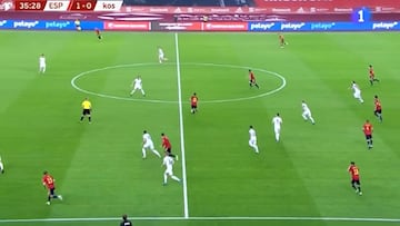 El gol de Ferran en la primera asistencia de Pedri con España