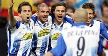 Los jugadores del Espanyol celebran uno de los goles