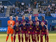 Once inicial del FC Barcelona Femenino contra el Espanyol.