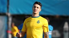 Mario Hermoso, en un entrenamiento del Espanyol.