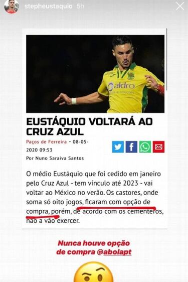 Eustáquio no se quedará en Portugal y regresará a Cruz Azul