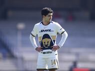 Cesar Garza of Pumas during the 1st round match between Pumas UNAM and Queretaro as part of the Liga BBVA MX, Torneo Clausura 2026 at Olimpico Universitario Stadium, on January 11, 2026 in Mexico City, Mexico.