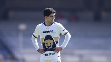 Cesar Garza of Pumas during the 1st round match between Pumas UNAM and Queretaro as part of the Liga BBVA MX, Torneo Clausura 2026 at Olimpico Universitario Stadium, on January 11, 2026 in Mexico City, Mexico.