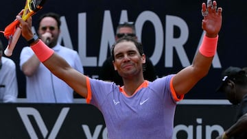 Rafael Nadal celebra su victoria ante Zizou Bergs.