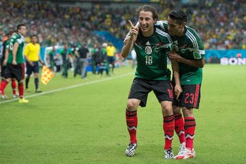 Foto de accion durante el partido Croacia vs Mexico, Correspondiente al Grupo A, Partido Numero 36 del Mundial de Futbol Brasil 2014, en la foto: festejo Andres Guardado , Juan Jose Vazquez


23/06/2014/MEXSPORT/OMAR MARTINEZ

Estadio: Itaipava Arena Pernambuco, Recife