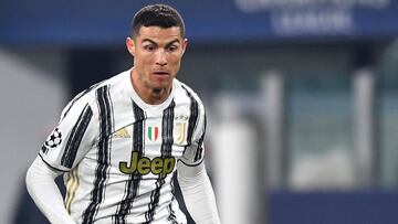 TURIN, ITALY - MARCH 09: Cristiano Ronaldo of Juventus runs with the ball during the UEFA Champions League Round of 16 match between Juventus and FC Porto at Juventus Arena on March 09, 2021 in Turin, Italy. Sporting stadiums around Italy remain under str