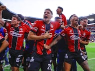 Agustin German Rodriguez celebrates his goal 3-2 of Atlas during the 7th round match between Atlas and Atletico de San Luis as part of the Liga BBVA MX Varonil, Torneo Clausura 2026 at Jalisco Stadium, on February 21, 2026 in Guadalajara, Jalisco, Mexico.