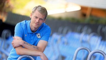 Orri Oskarsson, jugador de la Real Sociedad, durante la entrevista con AS.